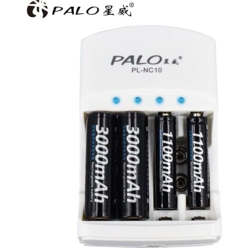 2pcs 1.2V Ni-MH AA1100mAh and 2pcs AAA3000mAh rechargeable battery + universal NiMH NI-CD 9V AA AAA battery charger