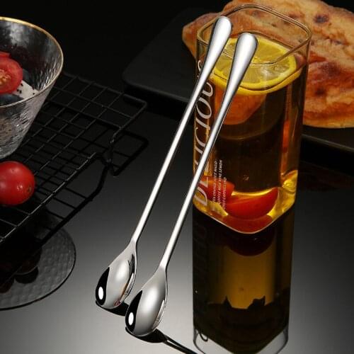 304 stainless steel ice spoon long handle mixing spoon 1010 water drop spoon creative wine spoon 19.5cm bar spoon