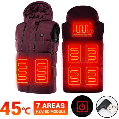 7 Areas Eletice Heating Jacket USB Hetaed Vest Winter Motorcycle Jacket Thermal Warm Outerwaear Touring Hunting Clothing Ski Men