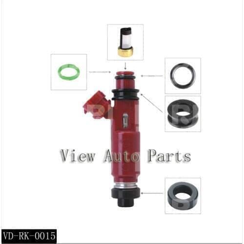 Free Shipping 100 sets Fuel Injector Repair Kits Fit for Mitsubishi toyota micro filter Rubber orings plastic cap VD-RK-0015