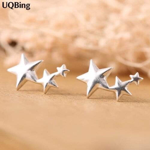 Free Shipping Wholesale 925 Sterling Silver Star Stud Earrings For Women Beautiful Jewelry