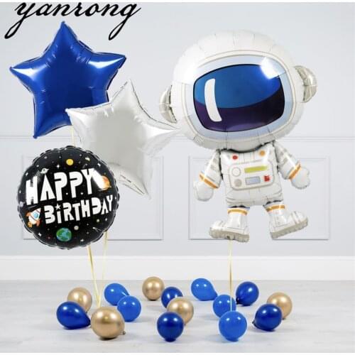 Big Size Spaceman Gold Sliver Number Balloon Rockets Birthday Wedding Party Decorations Foil Balloons Kid Boy toy Baby Shower