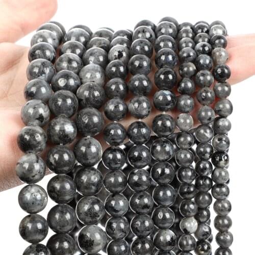 Natural Black Labradorite Stone Beads Round Loose Spacer Beads For Jewelry Making Needlework Bracelets DIY Strand 4/6/8/10/12MM