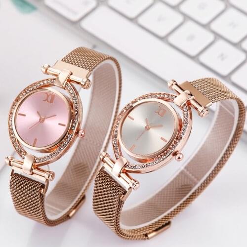 Christmas Gift Women Magnet Buckle Oval Shape Diamond Watches Ladies Luxury Wristwatches Female Clock Zegarek Damski