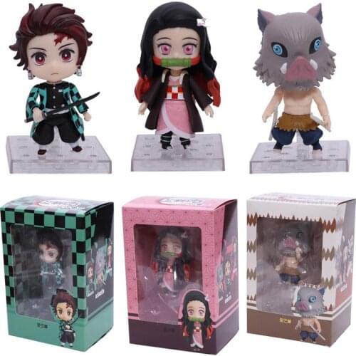 Demon Slayer Kimetsu No Yaiba Anime Figure Nezuko Tanjirou Inosuke Q Version Manga Statue Devils Blade Action Figure Model Toys