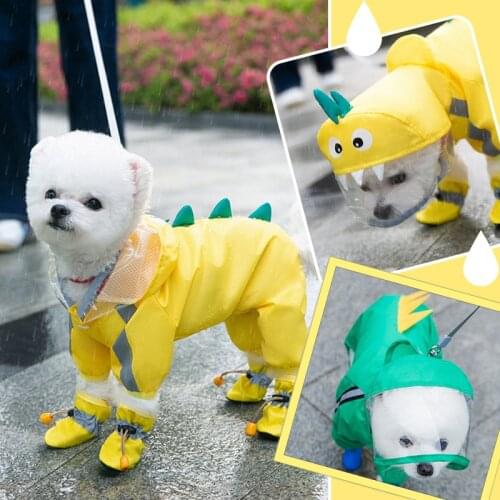 Pet Cat Dog Raincoat Hooded Reflective Puppy Dog Rain Coat Outdoor Pet Clothes Hooded Windproof Waterproof Coat Pet Supplies