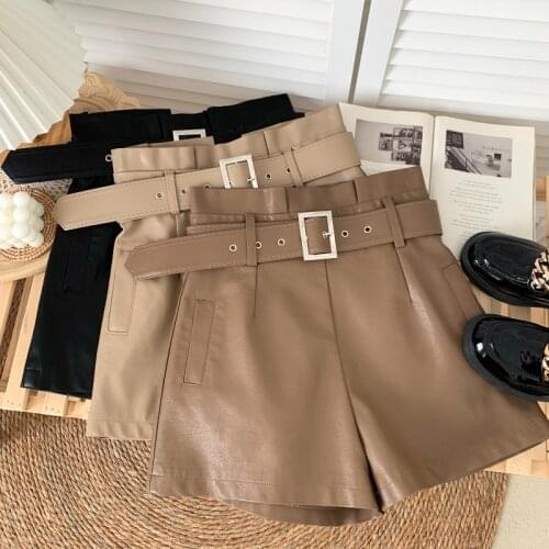 FANAN Women's Leather Shorts