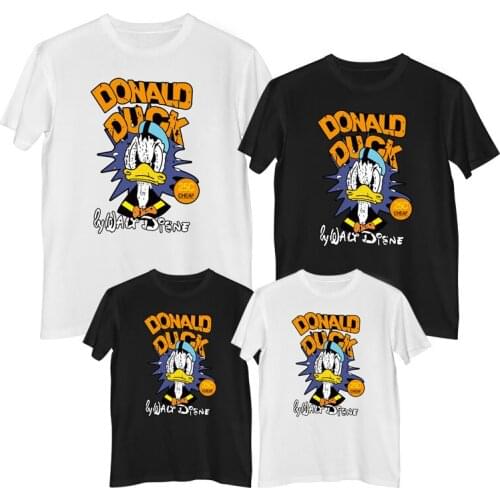 Disney Mickey Mouse Donald Duck T-shirt Summer Comfortable 100%cotton Fashion Mens Women tee shirt Children clothes family look