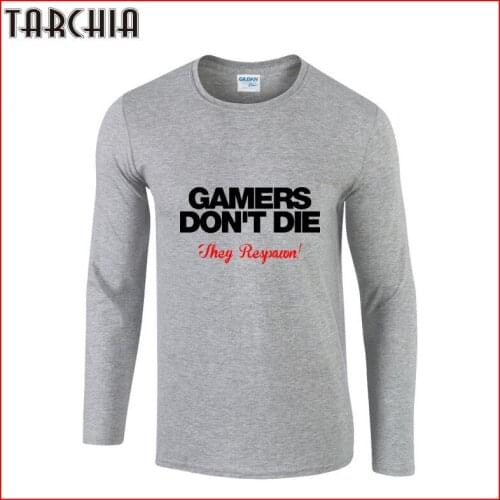 TARCHIA Mens T Shirt CAMERS DON'T DIE Round Neck T Shirts Men Long Sleeve Cotton Fitness MenS Undershirt Fashion Tops Tees