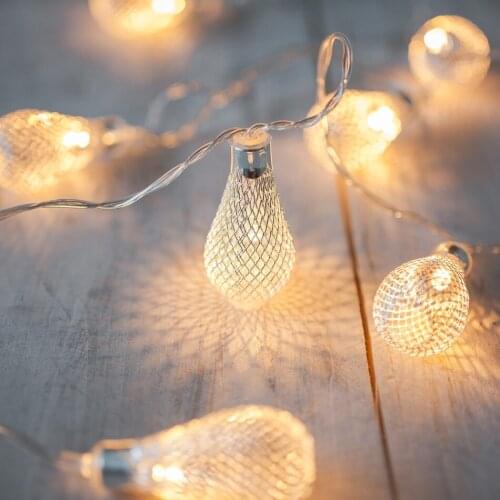 3.3M 20Bulbs Metal Cover Battery Festoon Fairy Light With Waterproof For Outdoor Decoration Garden Wedding Christmas Patio Decor