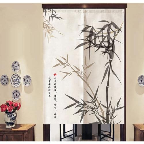 Chinese ink wash painting retro door curtain cloth art porch retro living room bedroom decorative partition Zen hanging screen