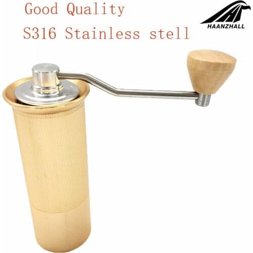 HAANZHALL 45MM Manual Coffee grinder Stainless steel Burr grinder Conical Coffe bean miller Manual Coffee Milling machine