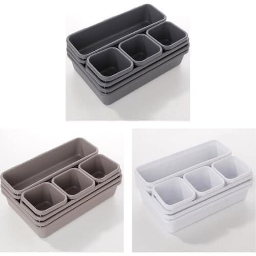 8x Interlocking Drawer Organziers Tray Makeup Storage Box Houseware Containers