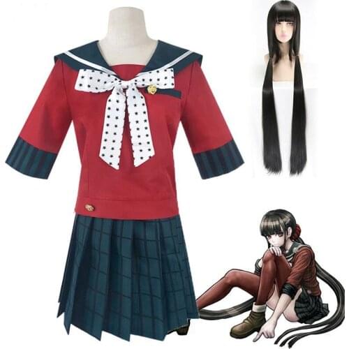 Anime Danganronpa V3 Cosplay Killing Harmony Costume Dangan Ronpa Maki Harukawa Wig School Uniform Top Skirt Womens Clothing