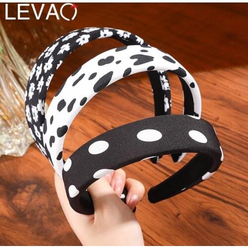 Levao 2021 New White Black Print Headband For Women Fashion Hair Bands Hoop Bezel Headdress Hair Accessories Headwear