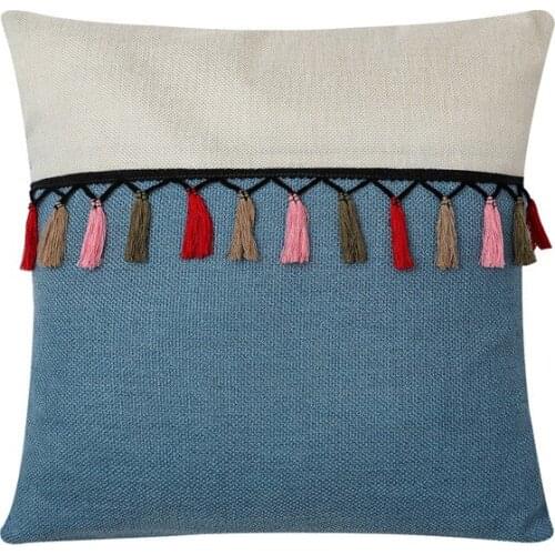 45x 45cm Minimalist Sofa Pillow Cover Bedroom Cushion Cover Home Decoration for living Room Bed Room Linen Tassel Pillowcase