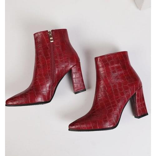 Fashion Women Ankle Boots Chelsea Boots White red black Shoes Autumn Winter Ladies Pointed Toe Side Zipper High Heels Booties