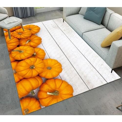 Childrens Room Floor Area Rugs Bedroom Carpets Living Room Cushion Bathroom Non-Slip Mat Autumn Pumpkins On White Wooden Planks