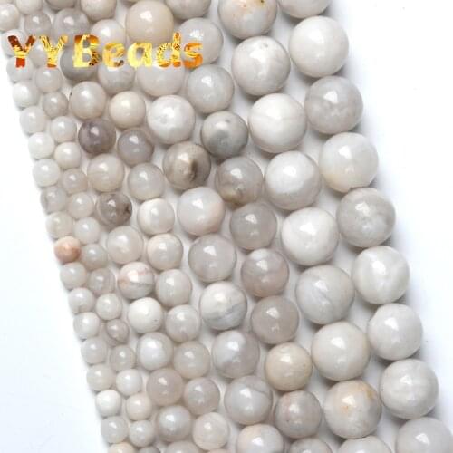 Natural Stone White Crazy Agates Beads White Jaspers 4mm 6mm 8mm 10mm Smooth Charms Beads For Jewelry Making DIY Bracelets 15"