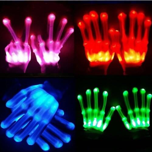 Neon LED Glowing Gloves Halloween Party Light Props Luminous Flashing Skull Gloves Stage Costume Party Supplies