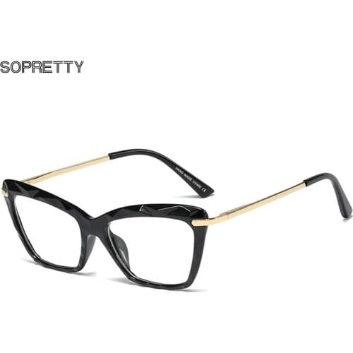 Retro Women Cat Eye Crystal TR90 Transparent Glasses Frame, Female Prescription Myopia Hyperopia Presbyopia Optical Glass Frames