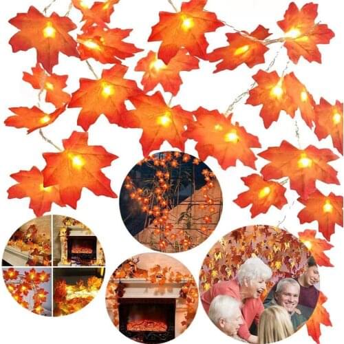 Thanksgiving Decoration Lighted Fall Garland,50LED Maple Leaves String Lights Battery Operated for Home Indoor Outdoor Halloween