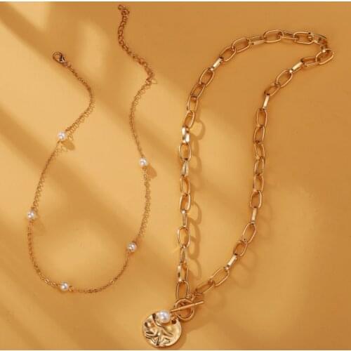 New Summer Pearl Double Layer Alloy Clavicle Chain Necklace for Women Trendy Jewelry Accessories