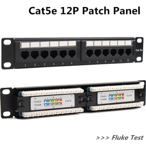 CAT5e UTP 12 Ports Patch Panel Loaded RJ45 Keystone Modular Jack Network Cable Ethernet Distribution Frame
