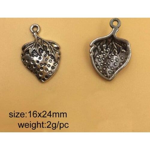 25pcs 16x24mm Antique Silver Fruit Strawberry Alloy Charms Pendant