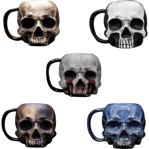 Resin Material Skull Shape Design Coffee Mup Skull Cup Realistic Halloween Decoration Halloween Gift for Children Friend