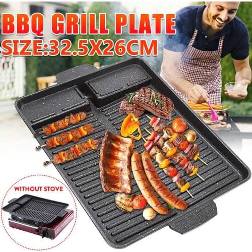 Portable Korean BBQ Grill Pan Non-Stick Charcoal Grill Plate Butane Gas Stove Cooker Party Picnic Terrace Beach Barbecue Tray