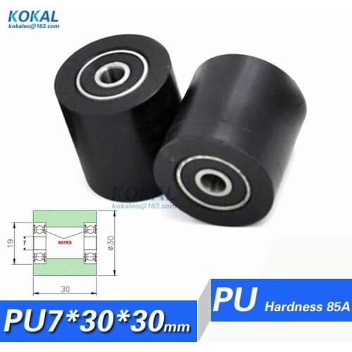 [PU0730-30RS]TPU PU polyurethane 607RS ball bearing assembly line roller wheel 7*30*30mm OD 30mm PU pulley
