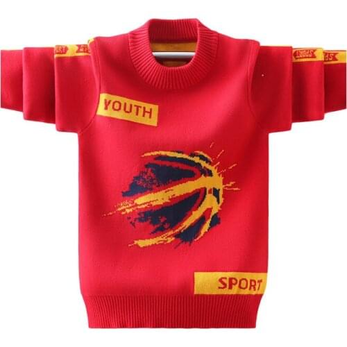 Boys pullover pure cotton sweater new spring/autumn/winter big kids plus velvet warm bottoming shirt