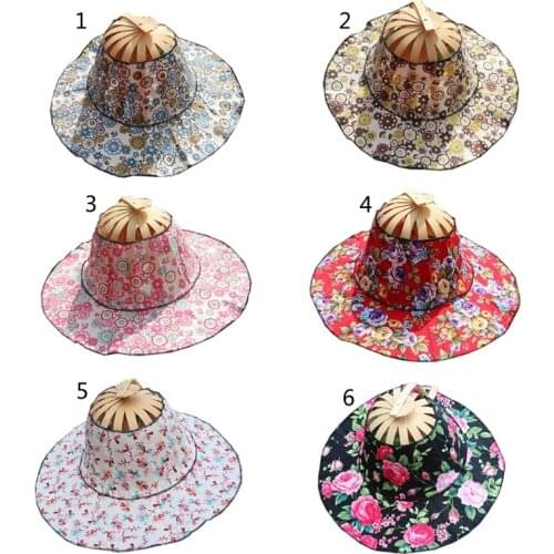 Hat for Traveling Adjustable Hat to Handheld Folding Fan Foldable Bamboo Hat and Fan Summer Beach Foldable Hat and Fan S06 21
