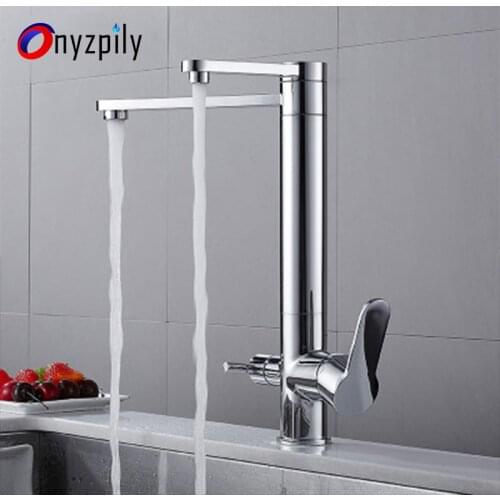 Out Swivel Kitchen Faucet Chrome Pull Single Handle Faucets Hot and Cold Water Mixer Faucet and Dual effluent from ro