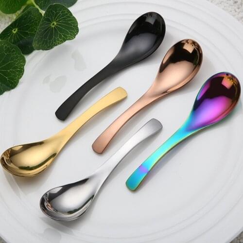 Stainless Steel Cutlery Spoon Korean Long Spoon Party Dinner Spoon Dessert Ice Cream Sweets Teaspoon Kitchen Salt Scoop 3pcs/set
