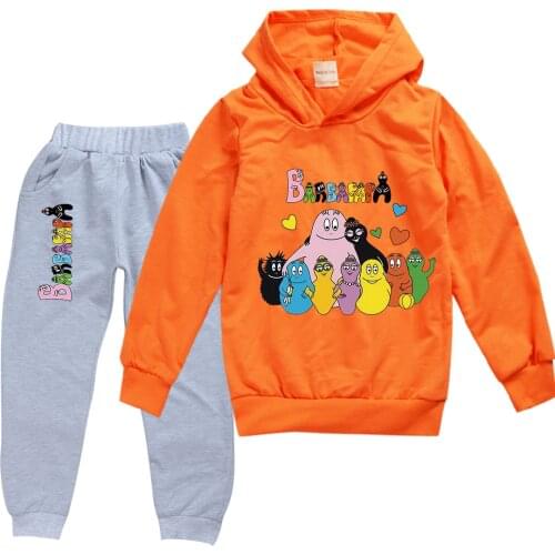 Barbapapa Cartoon Hoodies for Kids Boy Sweatshirt Sets Girls Spring Autumn Clothing Children Casual Tracksuit Hooded With Pants