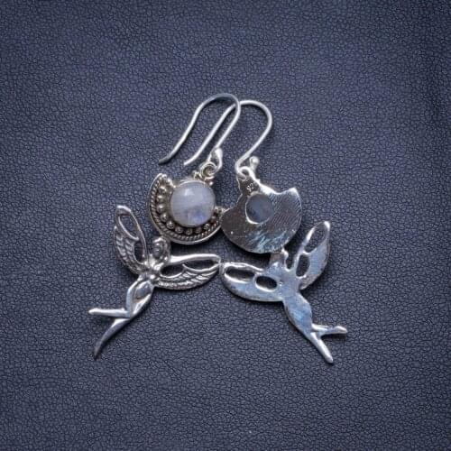 Natural Rainbow Moonstone Handmade Unique 925 Sterling Silver Earrings 2" X4714