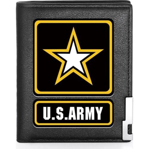 High Quality Cool USA Army Wallet Leather Purse Men Women Credit Card Holder Short Male Slim Coin Money Bags