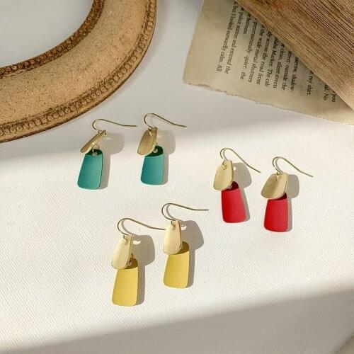 Women Statement Earrings Simple Black Gold Drop Earrings Geometric Red Blue Yellow Dangle Earring 2020 Wedding Brinco Jewelry