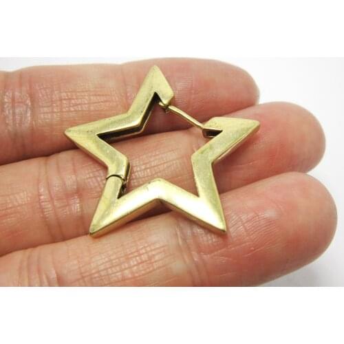 Brass leverback earring clasps 30x3mm Star Brass stud earrings hooks Pentagram Statement earrings post -2pcs R1104