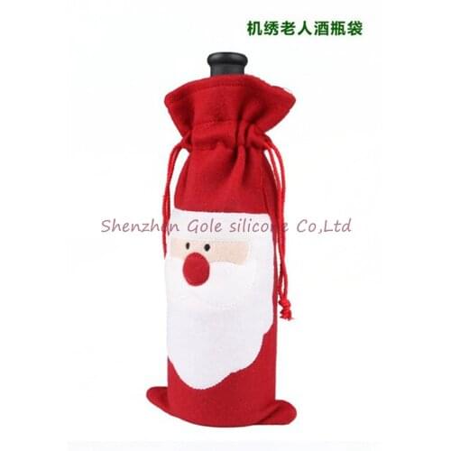 200pcs/lot Christmas Santa Claus red wine bottle cover bags Christmas dinner table decoration at home come party decors