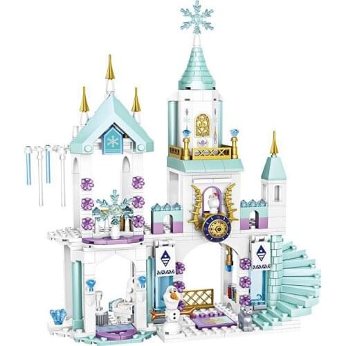 360Pcs Girls Friends Princess Ice Playground Castle House Sets Movies Horse Dolls Building Blocks Children Toys Creative Gifts
