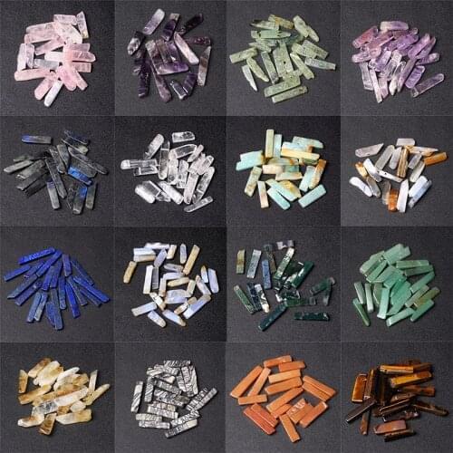 5pcs/lot Natural Raw Crystal Quartz Stick Bead Irregular Top Drilled Stone Stick Point Beads Pendant for Jewelry Making Supplies