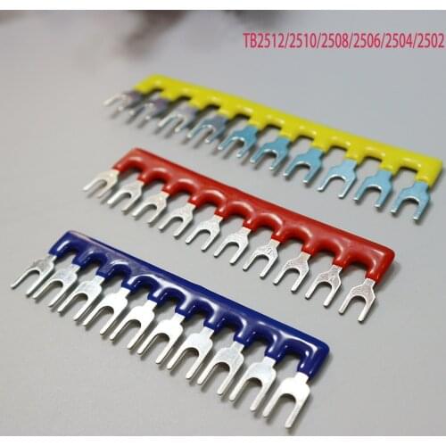 5Pcs TB2508 8bit short circuiter and Insulated Terminal Strip circuit chip wiring connecting bar Red 600V 25A