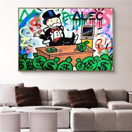 Alec Monopoly Rich Money Man Canvas Painting on the Wall Art Posters and Prints Graffiti Art Wall Pictures Home Decor Cuadros