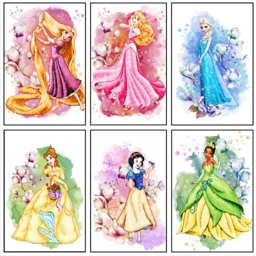DIY 5D Diamond Painting Disney Cartoon Princess Girl Square Embroidery Cross Stitch Kit Mosaic Home Decoration Gift