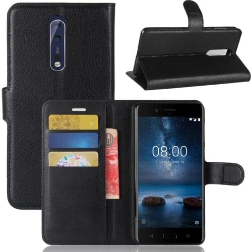 Book Style PU Leather Case Cover For Nokia 8 Flip Wallet Phone Bags Cases with Stand For Nokia 8