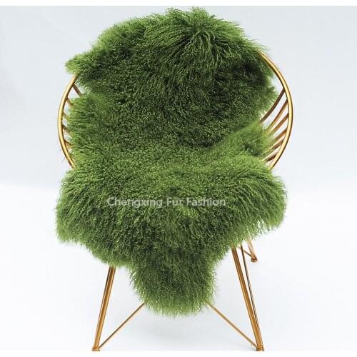 CX-D-60H Soft Long Hair Mongolian Lamb Fur Chair Cover Bedroom Black Fur Rug