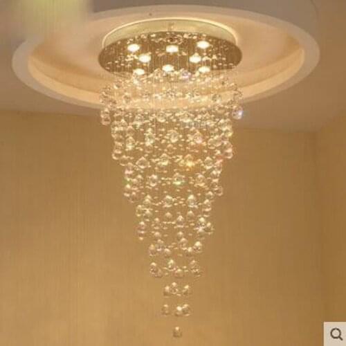 Double staircase chandelier Spiral staircase lamp Long chandelier Villa stairs Crystal chandelier Meteor shower Living room lamp